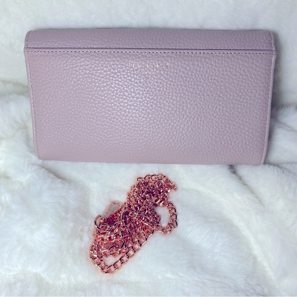 NWOT Ted Baker-CIMMY- Knotted Crossbody Matinee Leather Wallet-Pink - Picture 6 of 12